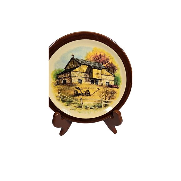VTG Walker China Barn scene collectors plate signed PA. Ohio memorabilia art - Picture 3 of 7